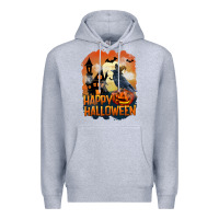 Heather Grey Happy Halloween With Crow Premium Hoodie - LillyAllenDesigns