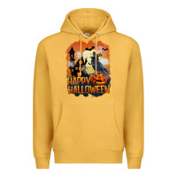 Mustard Happy Halloween With Crow Premium Hoodie - LillyAllenDesigns