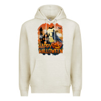 Oatmeal Heather Happy Halloween With Crow Premium Hoodie - LillyAllenDesigns