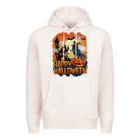 Pale Pink Happy Halloween With Crow Premium Hoodie - LillyAllenDesigns