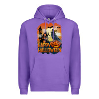Purple Happy Halloween With Crow Premium Hoodie - LillyAllenDesigns
