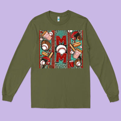 Baseball Mom Long Sleeve Tee Designed By Jasminsmagicworld
