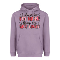Lavender i promise i'm nicer than my face looks Heavyweight Hoodie - MaliasSmallBusiness