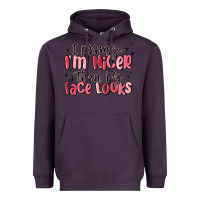 Plum i promise i'm nicer than my face looks Heavyweight Hoodie - MaliasSmallBusiness