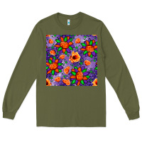 Army Green pumpkin flower halloween seamless pattern Long Sleeve Tee - BundleAndBundleShop