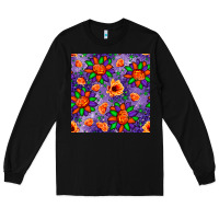 Black pumpkin flower halloween seamless pattern Long Sleeve Tee - BundleAndBundleShop