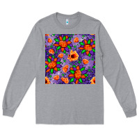 Heather Grey pumpkin flower halloween seamless pattern Long Sleeve Tee - BundleAndBundleShop