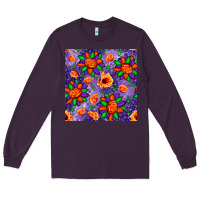 Plum pumpkin flower halloween seamless pattern Long Sleeve Tee - BundleAndBundleShop