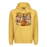 Antique Gold welcome fall with dogs Premium Hoodie - LillyAllenDesigns