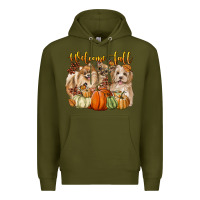 Army Green welcome fall with dogs Premium Hoodie - LillyAllenDesigns