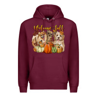 Burgundy welcome fall with dogs Premium Hoodie - LillyAllenDesigns