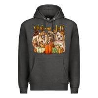 Charcoal Heather welcome fall with dogs Premium Hoodie - LillyAllenDesigns