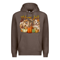 Coffee welcome fall with dogs Premium Hoodie - LillyAllenDesigns