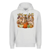 Dove Grey welcome fall with dogs Premium Hoodie - LillyAllenDesigns
