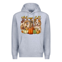 Heather Grey welcome fall with dogs Premium Hoodie - LillyAllenDesigns