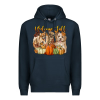 Navy welcome fall with dogs Premium Hoodie - LillyAllenDesigns