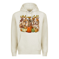 Oatmeal Heather welcome fall with dogs Premium Hoodie - LillyAllenDesigns