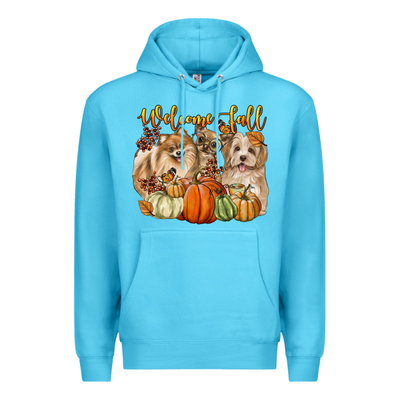 Welcome Fall With Dogs Premium Hoodie by LillyAllenDesigns | Teevron