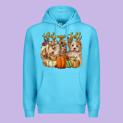 Welcome Fall With Dogs Premium Hoodie Designed By Lillyallendesigns