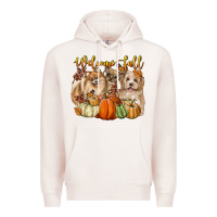 Pale Pink welcome fall with dogs Premium Hoodie - LillyAllenDesigns