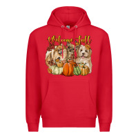 Red welcome fall with dogs Premium Hoodie - LillyAllenDesigns