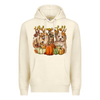 Sandshell welcome fall with dogs Premium Hoodie - LillyAllenDesigns