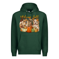 Sports Green welcome fall with dogs Premium Hoodie - LillyAllenDesigns