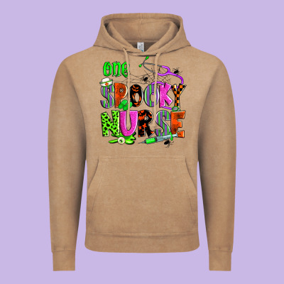 One Spooky Nurse Vintage Hoodie Designed By Zillion Design Studio