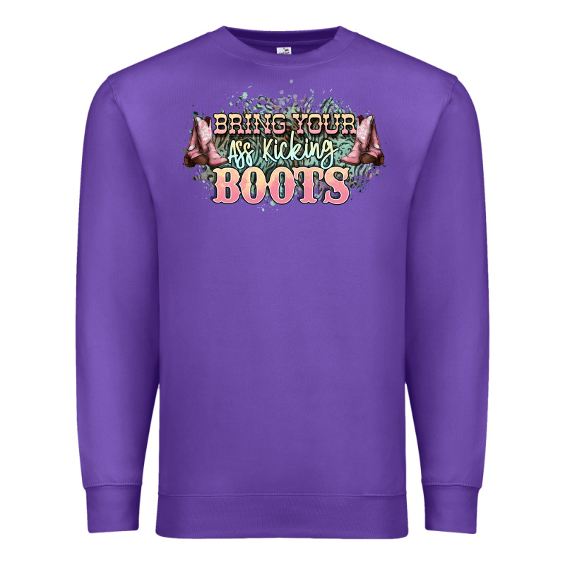 Bring Your Ass Kicking Boots Premium Sweatshirt by NancyCooperArtShop | Teevron