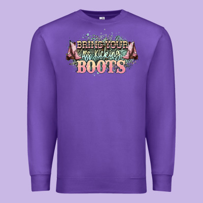 Bring Your Ass Kicking Boots Premium Sweatshirt Designed By Nancycooperartshop