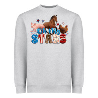 Heather Grey Horse pig chicken with oh my stars Heavyweight Sweatshirt - Neo Western