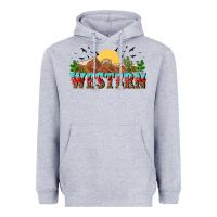Heather Grey western Heavyweight Hoodie - NancyCooperArtShop