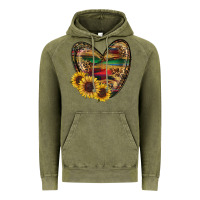 Vintage Olive western sunflowers heart Vintage Hoodie - RanaPortraitStore