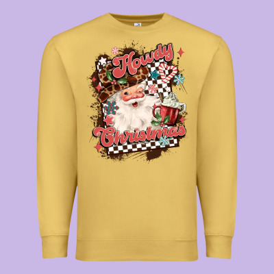 Western Howdy Christmas Premium Sweatshirt Designed By Maliassmallbusiness