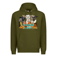 Army Green pumpkin season with baby sheeps and goat Premium Hoodie - LillyAllenDesigns