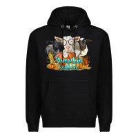 Black pumpkin season with baby sheeps and goat Premium Hoodie - LillyAllenDesigns