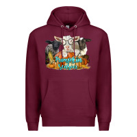 Burgundy pumpkin season with baby sheeps and goat Premium Hoodie - LillyAllenDesigns