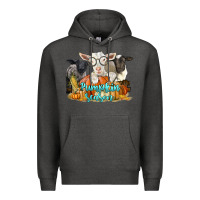 Charcoal Heather pumpkin season with baby sheeps and goat Premium Hoodie - LillyAllenDesigns