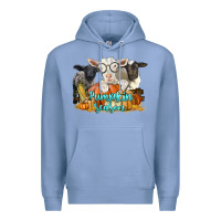Colony Blue pumpkin season with baby sheeps and goat Premium Hoodie - LillyAllenDesigns