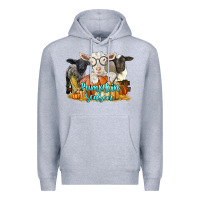 Heather Grey pumpkin season with baby sheeps and goat Premium Hoodie - LillyAllenDesigns