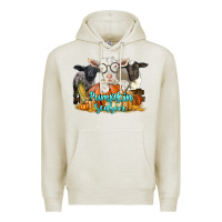 Oatmeal Heather pumpkin season with baby sheeps and goat Premium Hoodie - LillyAllenDesigns