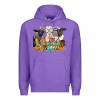 Purple pumpkin season with baby sheeps and goat Premium Hoodie - LillyAllenDesigns