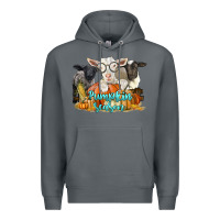 Rock pumpkin season with baby sheeps and goat Premium Hoodie - LillyAllenDesigns