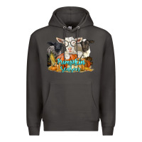 Smoke pumpkin season with baby sheeps and goat Premium Hoodie - LillyAllenDesigns