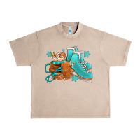 French Oak Winter Ice Skating Boots And Coffee Urban Heavy Tee - FaDigitalArtStudio