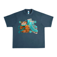 Midnight Navy Winter Ice Skating Boots And Coffee Urban Heavy Tee - FaDigitalArtStudio