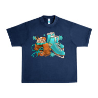 Navy Winter Ice Skating Boots And Coffee Urban Heavy Tee - FaDigitalArtStudio