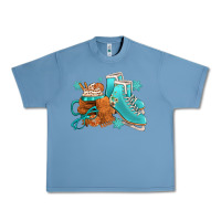 Pebble Blue Winter Ice Skating Boots And Coffee Urban Heavy Tee - FaDigitalArtStudio