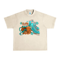 Sandshell Winter Ice Skating Boots And Coffee Urban Heavy Tee - FaDigitalArtStudio