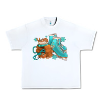 White Winter Ice Skating Boots And Coffee Urban Heavy Tee - FaDigitalArtStudio